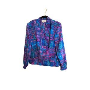 Rebecca Lynn vintage women’s 80s multicolored long sleeve blouse S/14